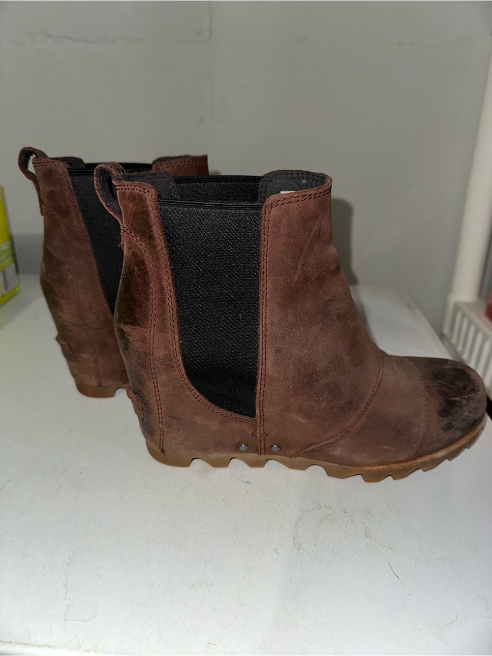 Sorel Brown Chelsea Booties with Black Elastic Panels